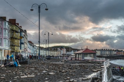 Figure 1. Storm Damage on the Aberystwyth Promenade in January 2014  (Wikimedia Commons, 2014). 
