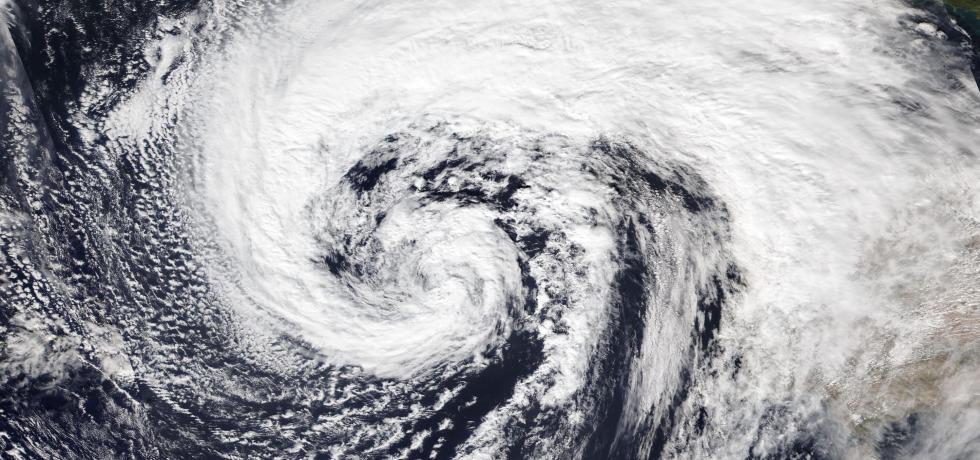 A satellite view of Storm Babet on October 16, 2023.