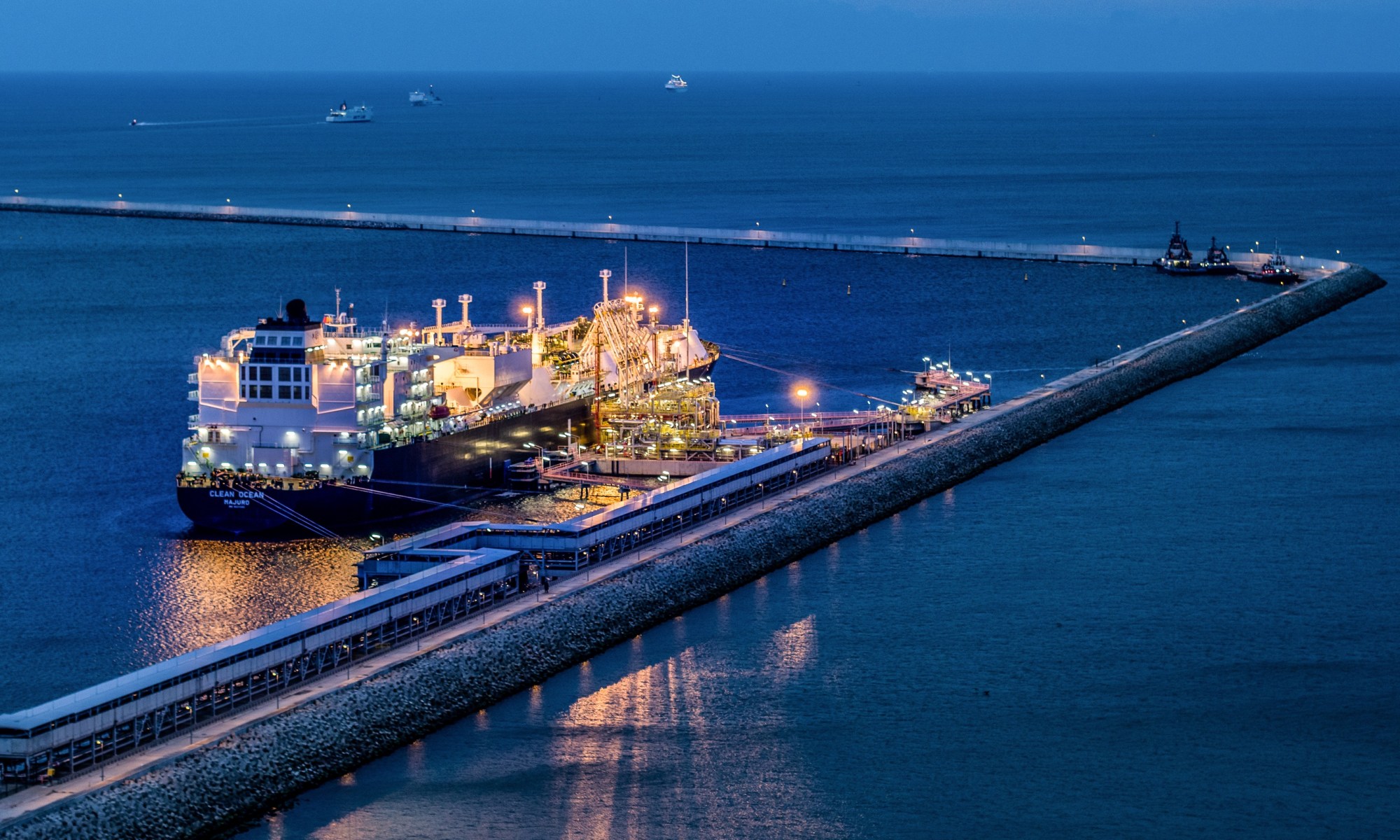 A liquefied natural gas ship at Świnoujście LNG terminal in Poland